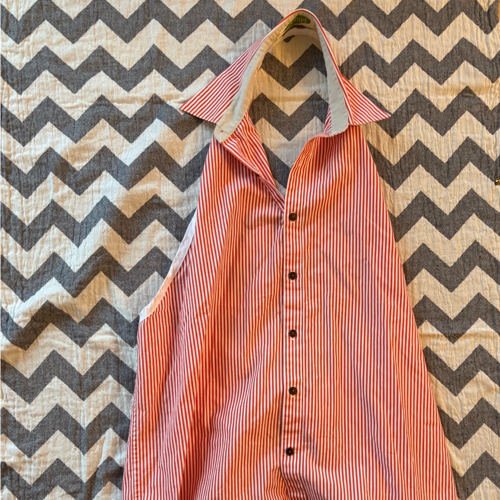 Cookshirt stripped apron button down (D5526)